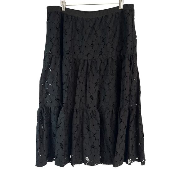 Women’s Linea by Louis Dell”Olio Black Embroidered 
 Maxi Skirt Sz L - Picture 1 of 5